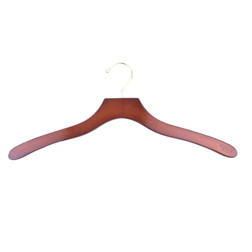 A Luxury Wooden Shirt Hanger (Set of 5) with premium finishes on a white background, from KirbyAllison.com.
