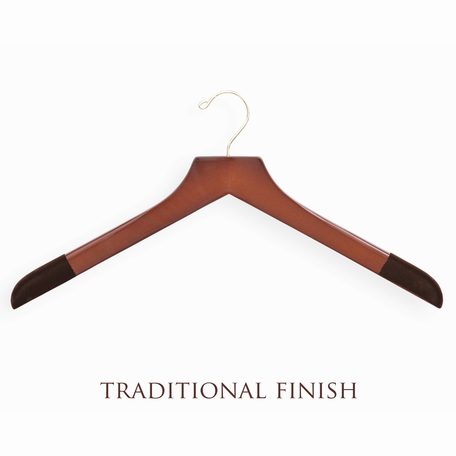 An Extra-Large 21" Luxury Wooden Sweater and Polo Hanger from KirbyAllison.com with a traditional finish.