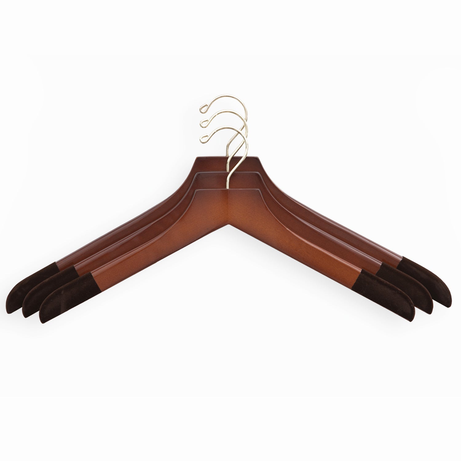 Four Extra-Large 21" Luxury Wooden Sweater and Polo Hangers from KirbyAllison.com.