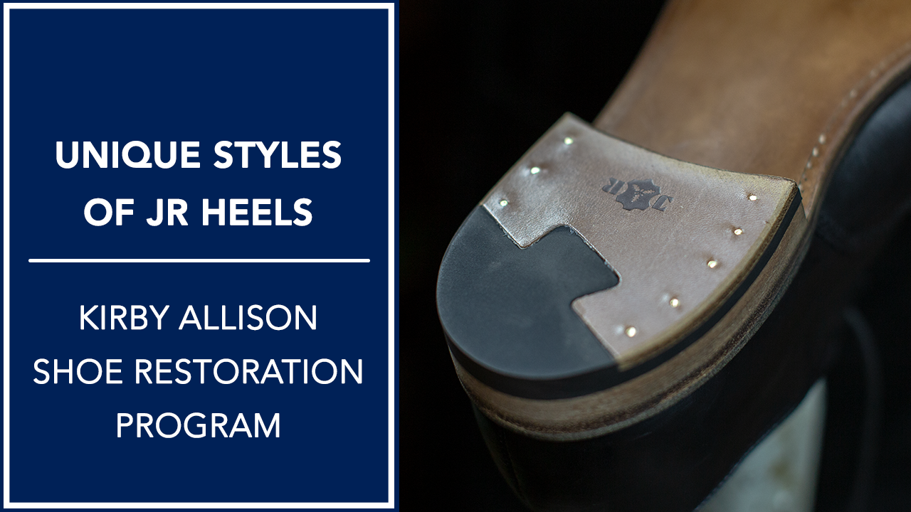 Unique styles of Sovereign Grade Heel Replacement - KirbyAllison.com shoe restoration program offering heel TLC and replacement.