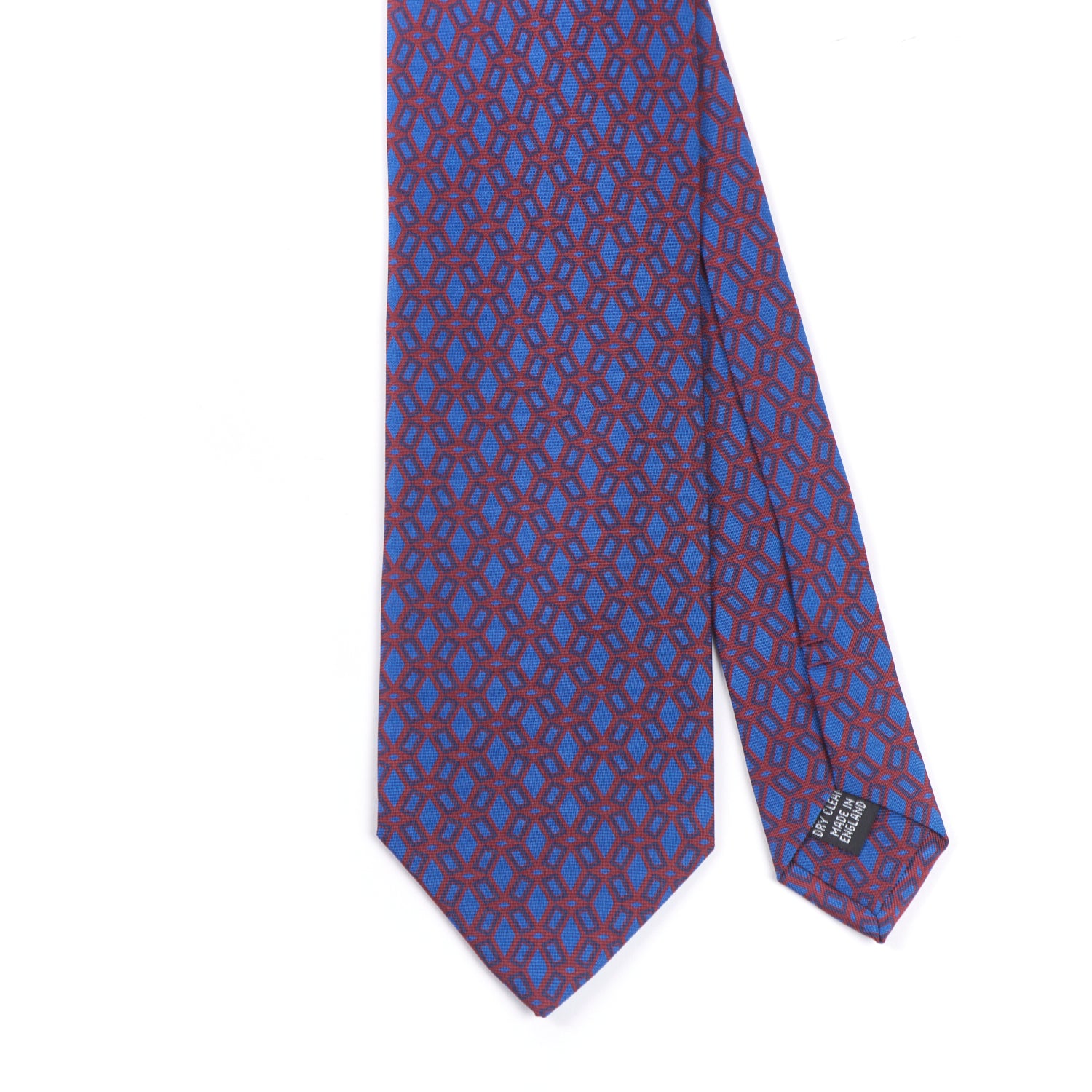 A Sovereign Grade Rust Ancient Madder Tie, 150cm by KirbyAllison.com with a geometric pattern.