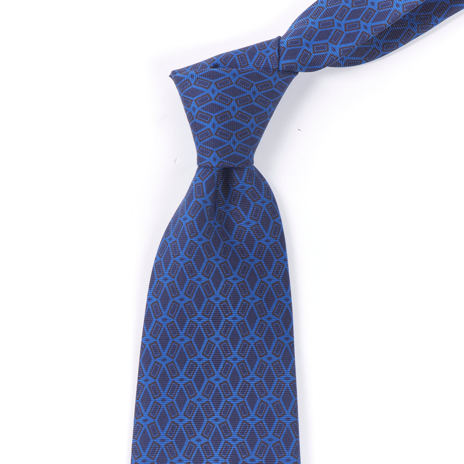 A KirbyAllison.com Sovereign Grade Lido Burgundy Ancient Madder Tie, 150cm with a geometric pattern.
