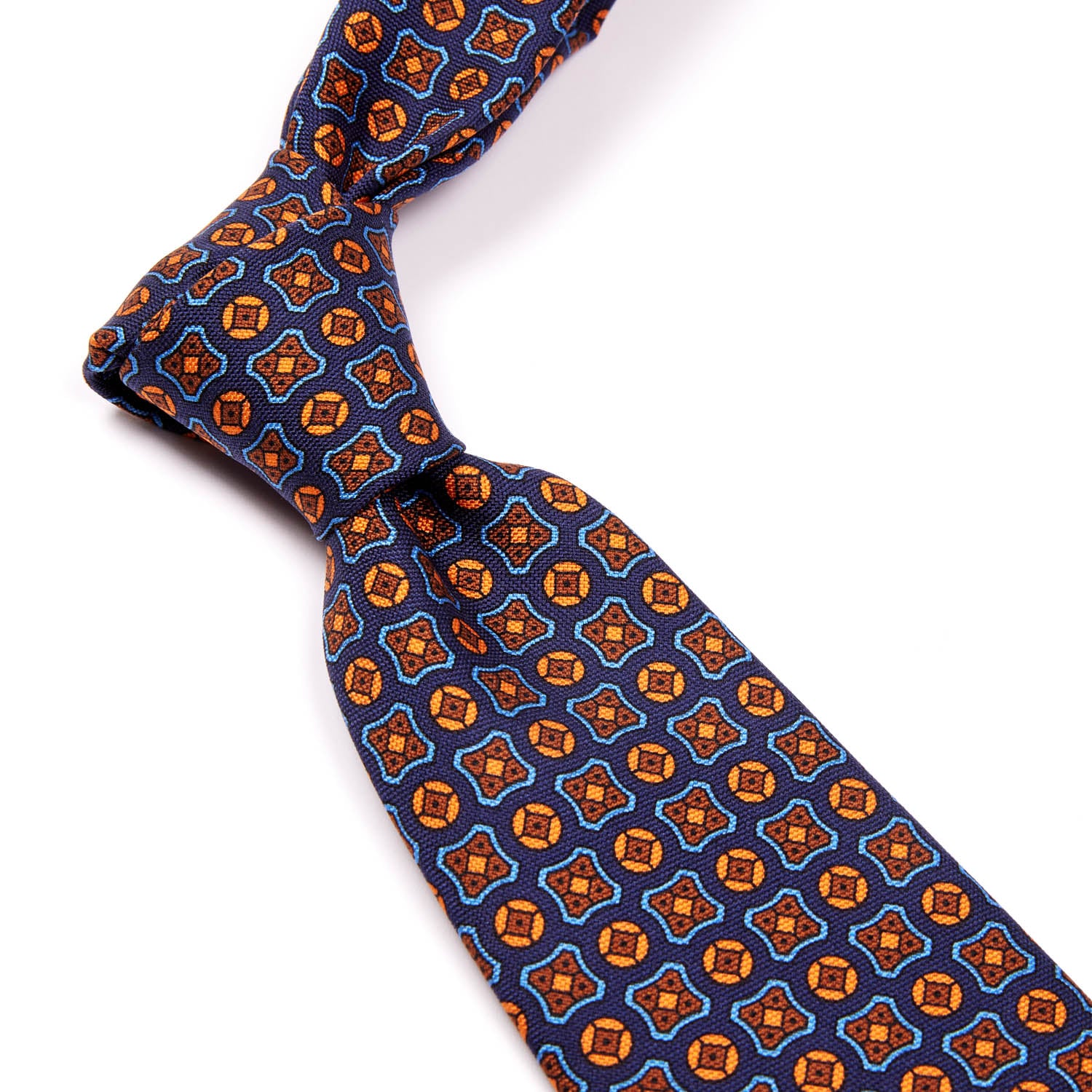 A KirbyAllison.com Sovereign Grade Navy Hopsack Tie, 150 cm, on a white background.