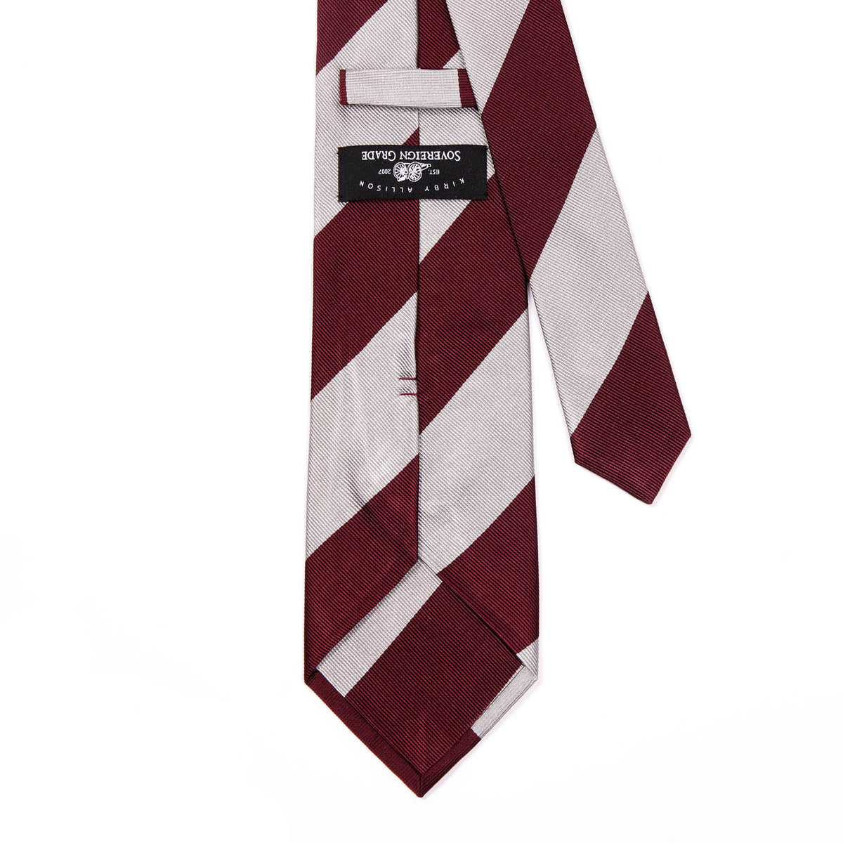 A Sovereign Grade Oxblood Wide Rep Tie, 150cm from KirbyAllison.com, on a white background, from the United Kingdom.