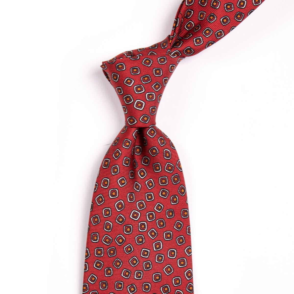 A highest quality Sovereign Grade Red Eton Printed Silk, 150cm tie with a handmade black and red pattern for longevity from KirbyAllison.com.
