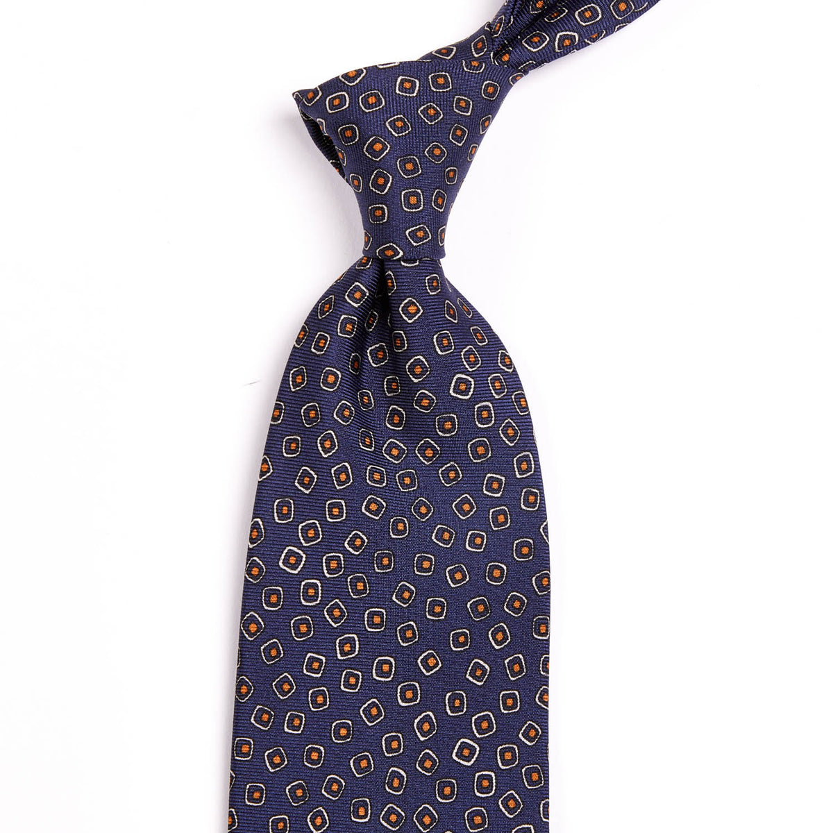 Sovereign Grade Navy/White Eton Printed Silk Tie, 150cm