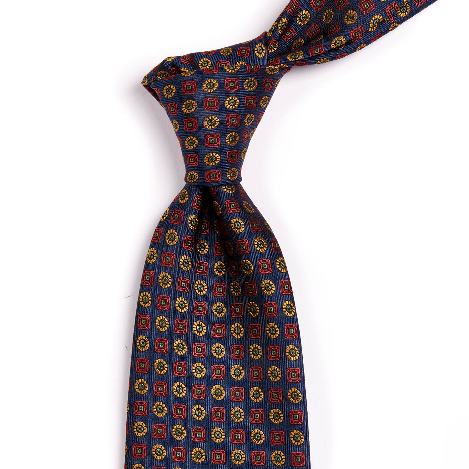 A Sovereign Grade Navy Floral Jacquard Tie, 150 cm designed by KirbyAllison.com in the United Kingdom.