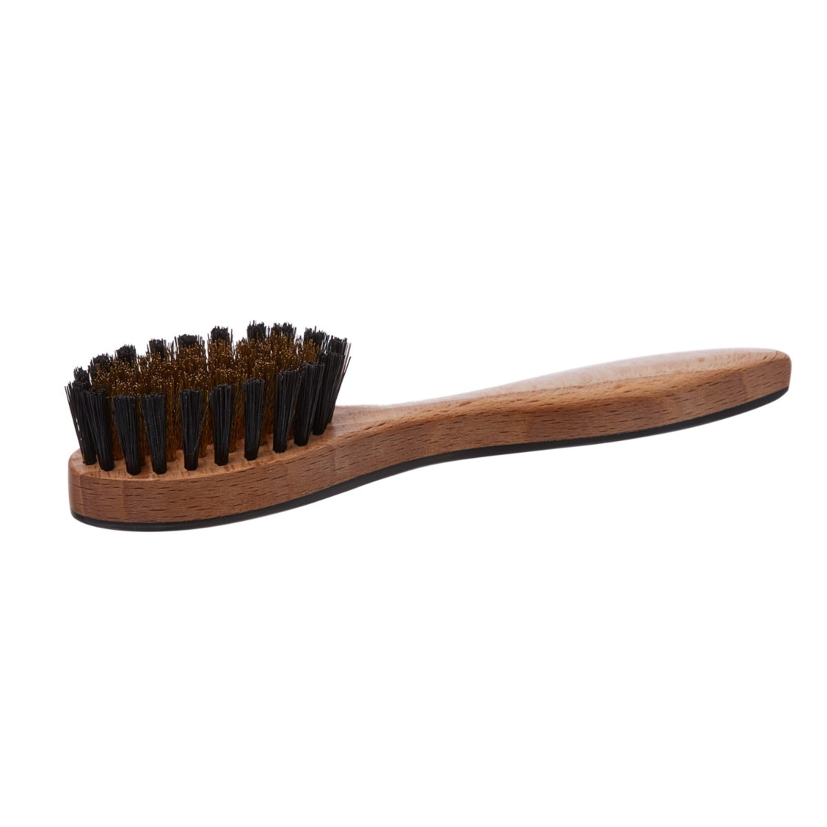 A Wellington Horn-Backed Suede Cleaning Brush by KirbyAllison.com with black bristles.