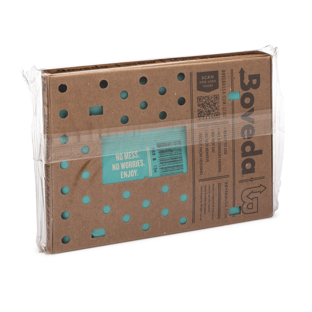 A Large Boveda Humidity Pouch (320 Gram) by KirbyAllison.com for long-term cigar storage with a blue polka dot pattern.