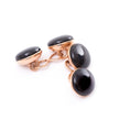 Onyx Stone Gold Capsule Cufflinks in rose gold by KirbyAllison.com.