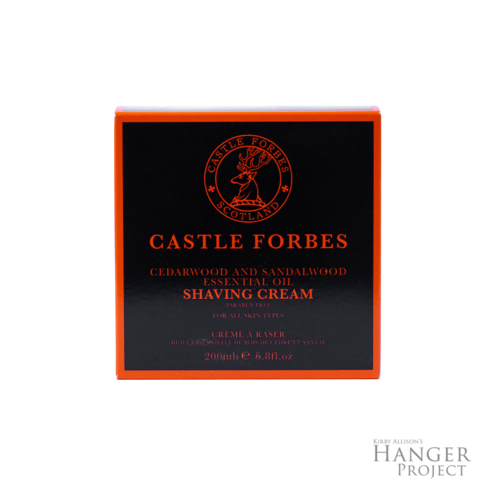 Luxurious and moisturizing Castle Forbes Cedarwood and Sandalwood Oil Shaving Cream from KirbyAllison.com.