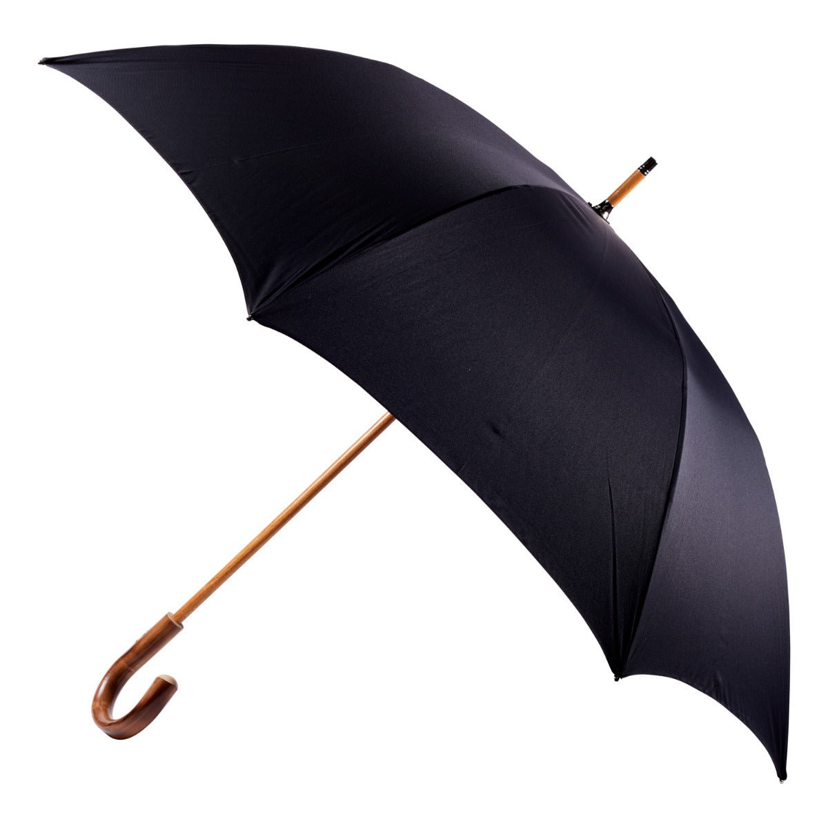 A Chestnut Solid Stick Umbrella with Black Canopy from KirbyAllison.com.