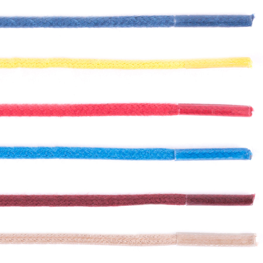 Replacement Wellington Colored Round Waxed Shoelaces for dress shoes from KirbyAllison.com.