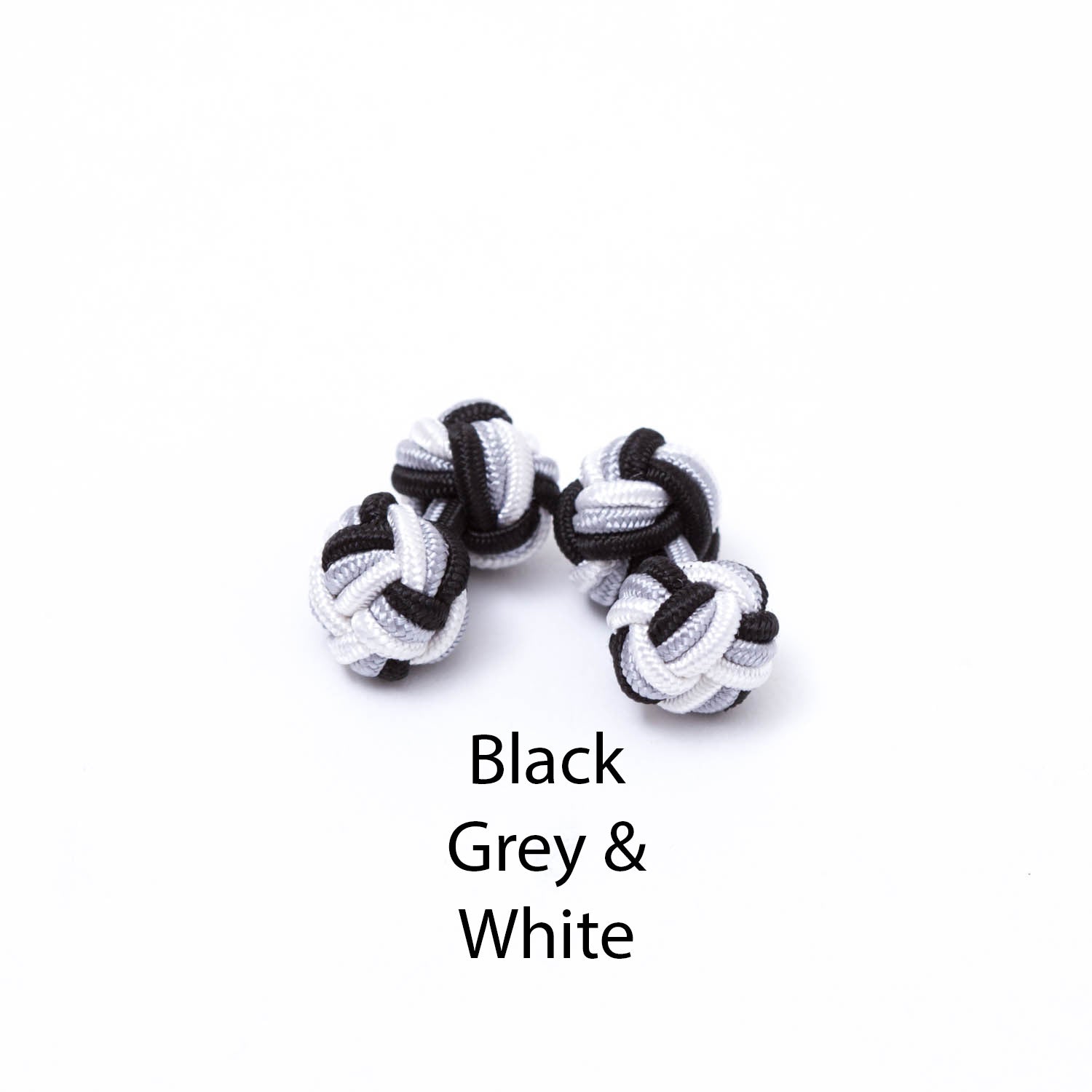 Black and grey Tri-Colored Knot Cufflinks from KirbyAllison.com.