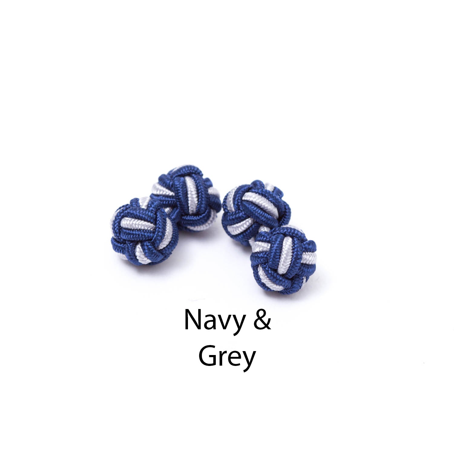 Navy & grey Dual Colored Knot Cufflinks by KirbyAllison.com.