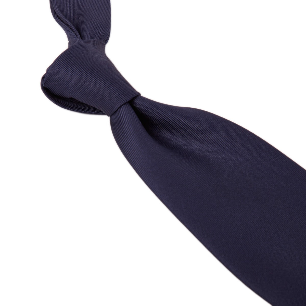 A Sovereign Grade 50oz Navy Horizontal Solid Twill Silk Tie with a white background from KirbyAllison.com.