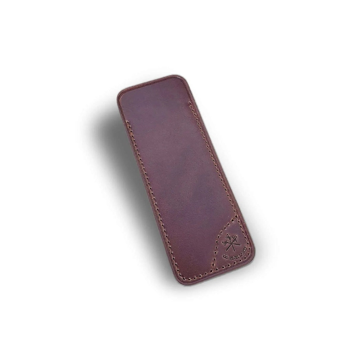 A Cigar Knife Tan Leather Case wallet from KirbyAllison.com on a white background.