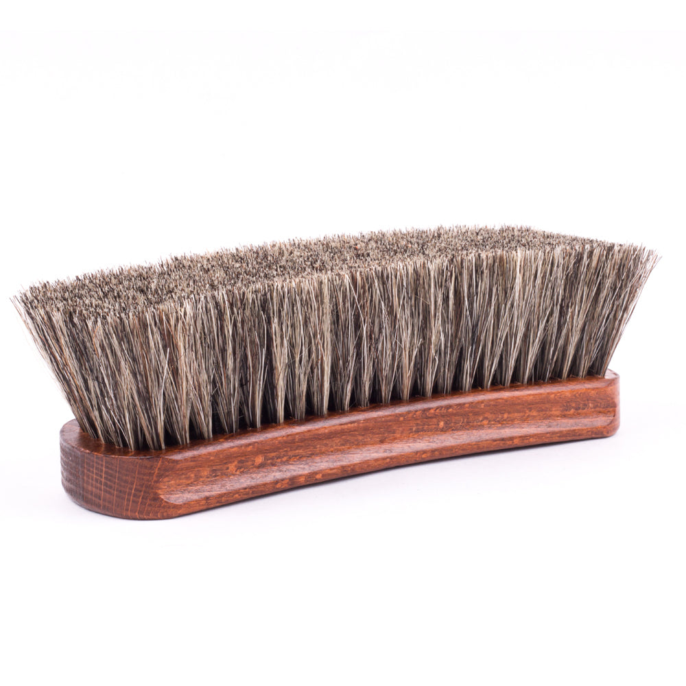 A Deluxe Wellington Horsehair Buffing Brush by KirbyAllison.com for shoe care.