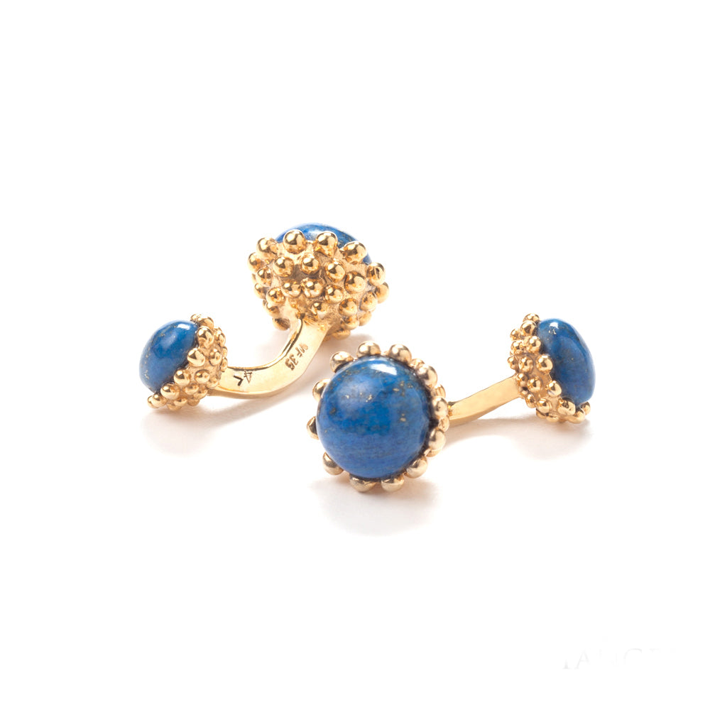 A pair of Lapis Lazuli Golden Acorn cufflinks from KirbyAllison.com.