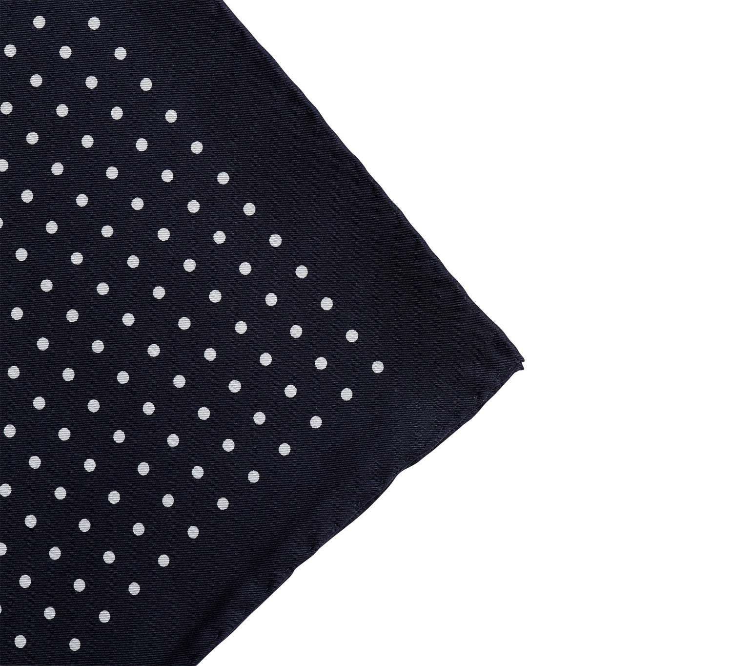 A formal Sovereign Grade 100% Silk Navy London Dot Pocket Square by KirbyAllison.com that completes any outfit.