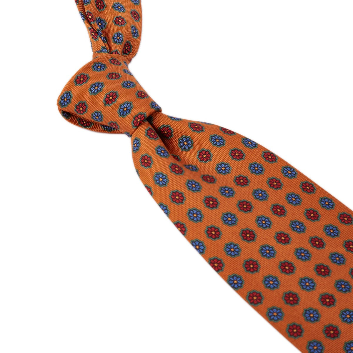 A Sovereign Grade Chestnut Floral 25 oz Hopsack Silk Tie by KirbyAllison.com with premium linings.