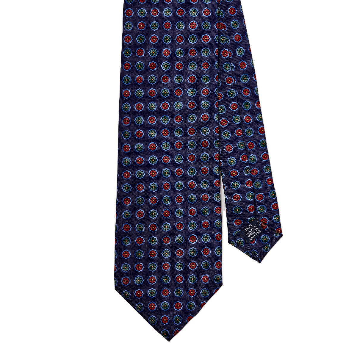 KirbyAllison.com's Sovereign Grade Red Floral 25 oz Hopsack Silk Tie is a tie with circles.