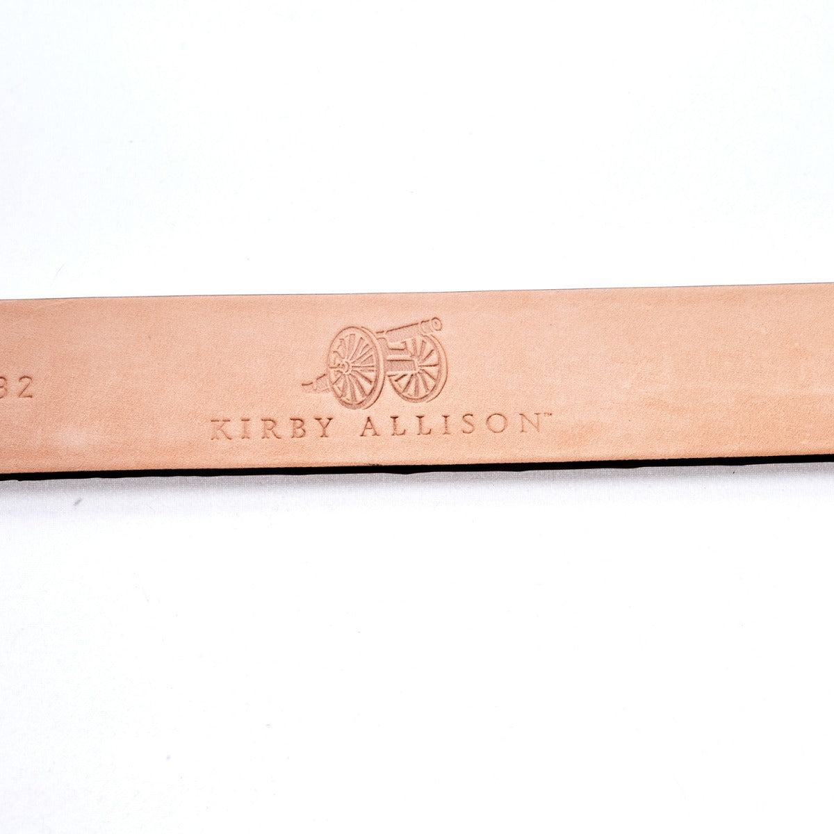 Handcrafted Sovereign Grade Medium Brown Crocodile Belt with a satin finish and KirbyAllison.com logo.
