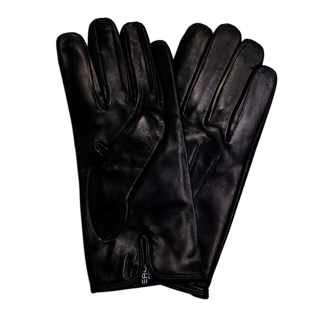 A pair of Sovereign Grade Black Nappa Leather Gloves, Cashmere Lined by KirbyAllison.com on a white background.