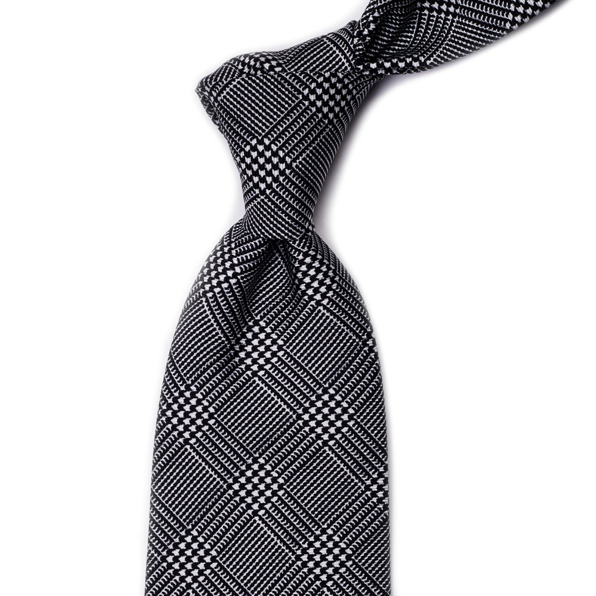 A Sovereign Grade Black Prince of Wales Check Tie, part of Kirby Allison.com's ties collection, on a white background.