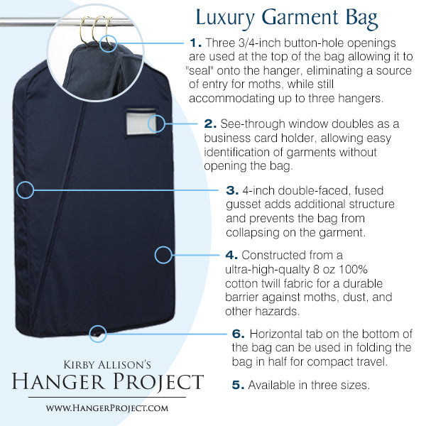 KirbyAllison.com Luxury Garment Storage Bag - hanger storage project.