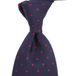 A handmade Sovereign Grade Navy-Red London Dot Printed Silk Tie from KirbyAllison.com endorsed by Kirby Allison.