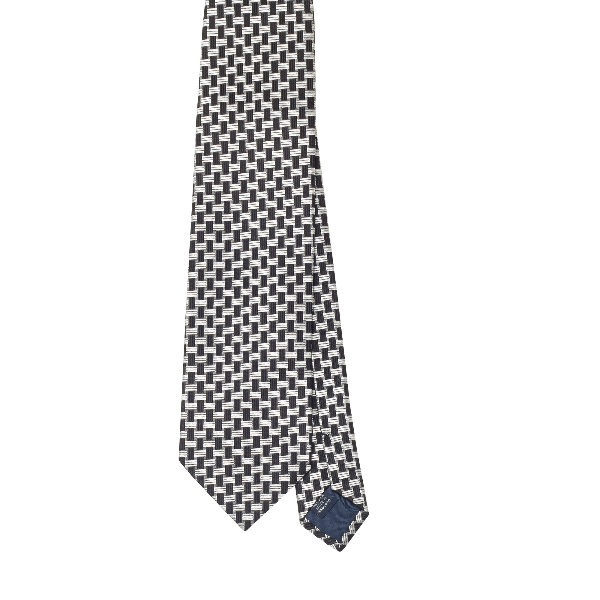 A high-quality, handmade black and white checkered Kirby Allison Sovereign Grade Basket Weave Silk Tie from KirbyAllison.com.