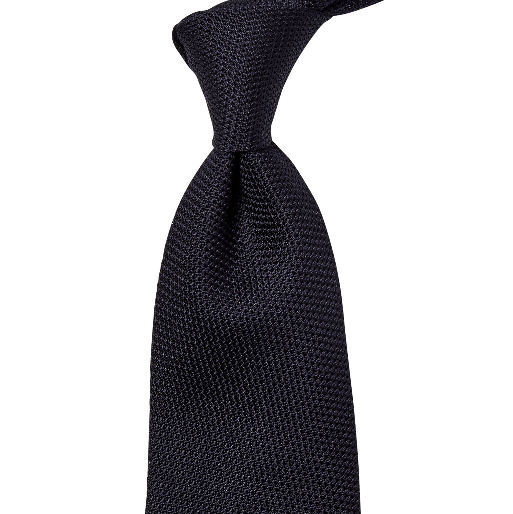 A Sovereign Grade Black Grenadine Fina Tie by KirbyAllison.com on a white background.