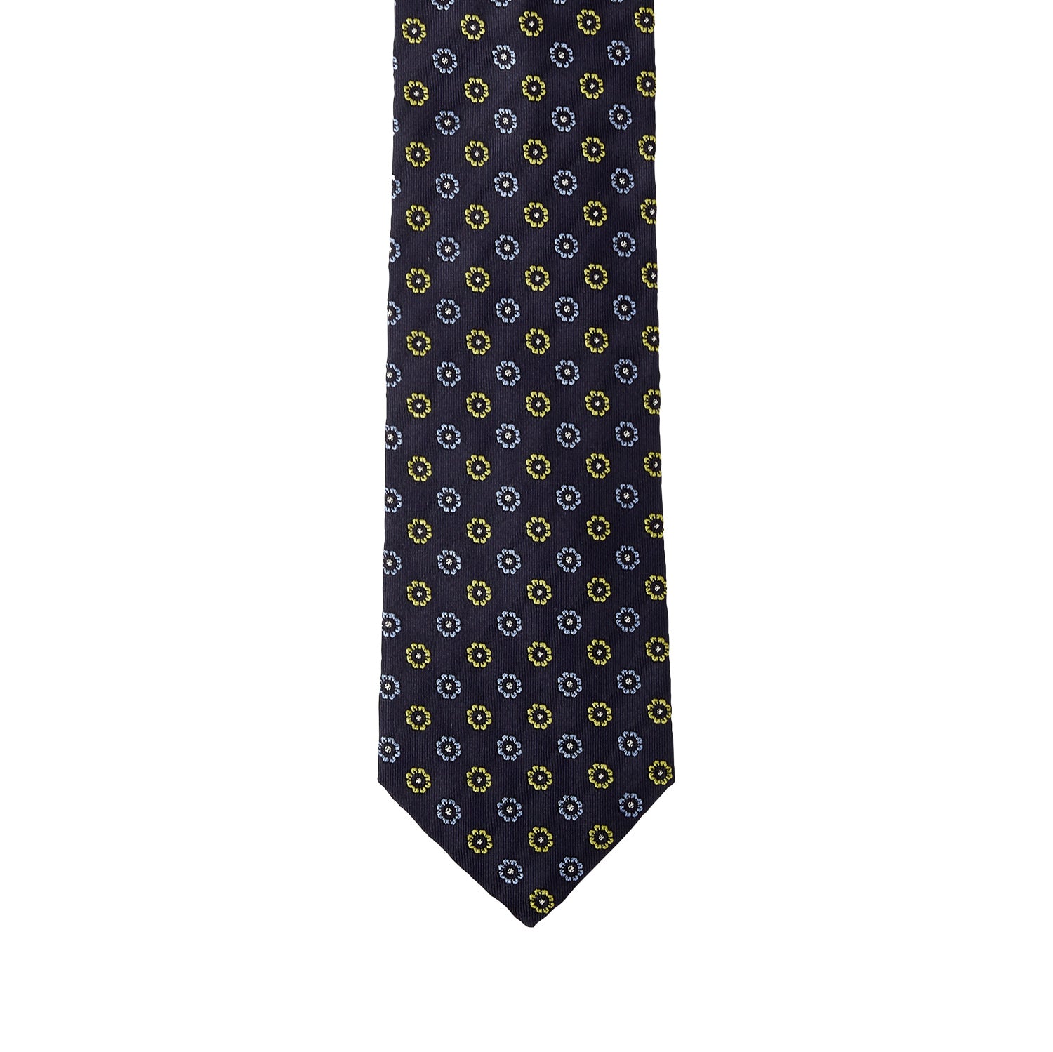 A quality Sovereign Grade Navy Blue and Lime Jacquard Tie handmade by KirbyAllison.com.