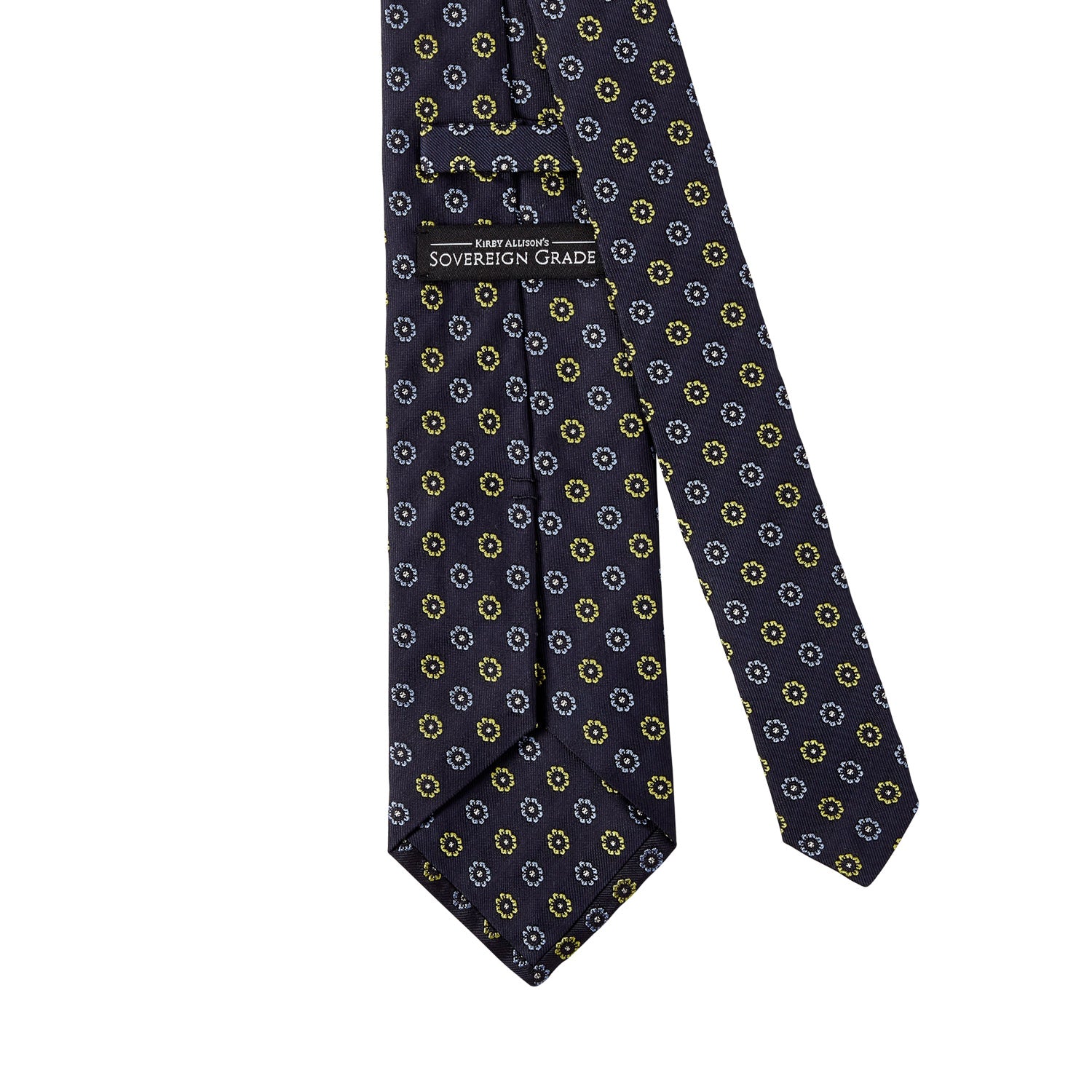 A Sovereign Grade Navy Blue and Lime Jacquard Tie, representing quality from KirbyAllison.com in the United Kingdom.