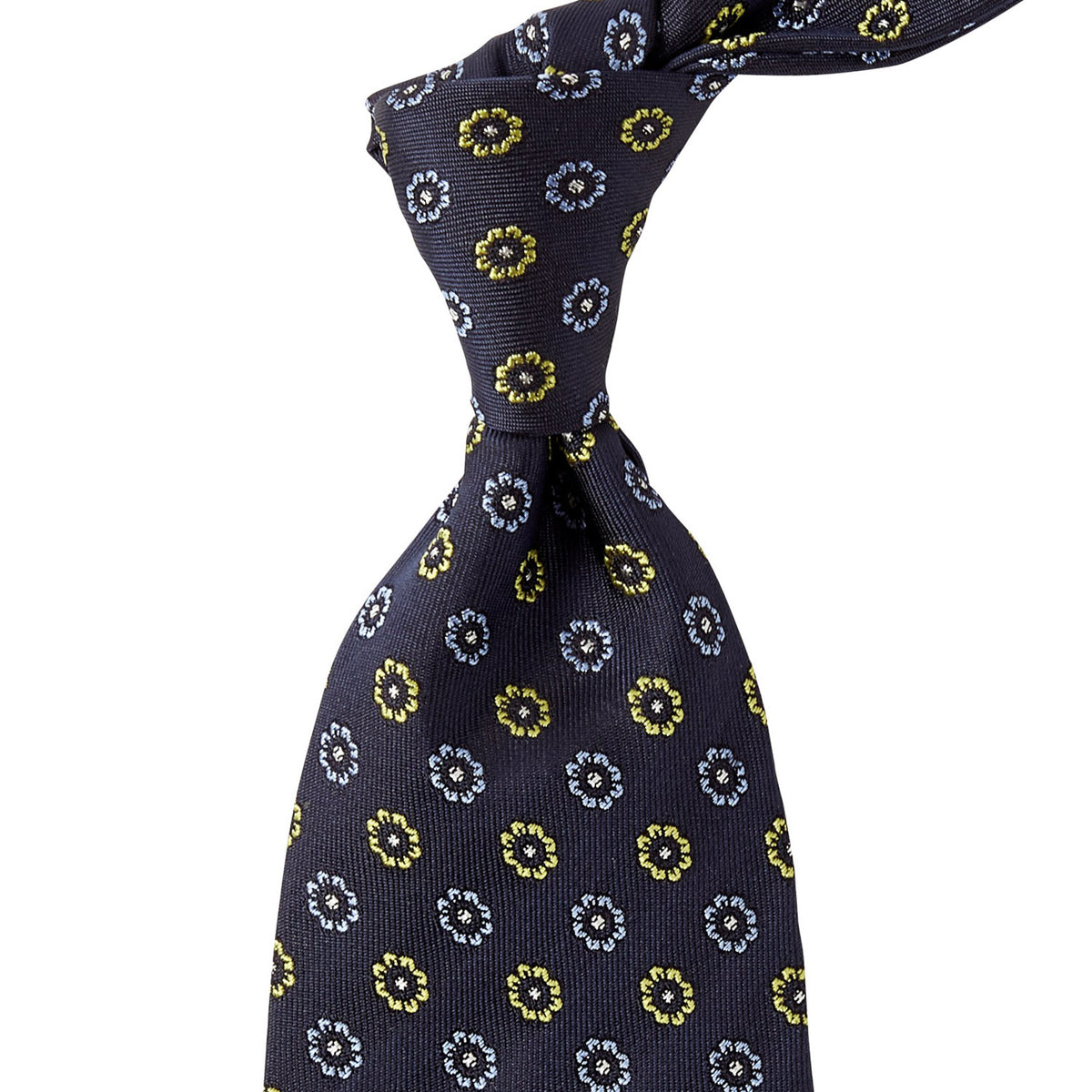 A Sovereign Grade Navy Blue and Lime Jacquard Tie from KirbyAllison.com, of exceptional quality.