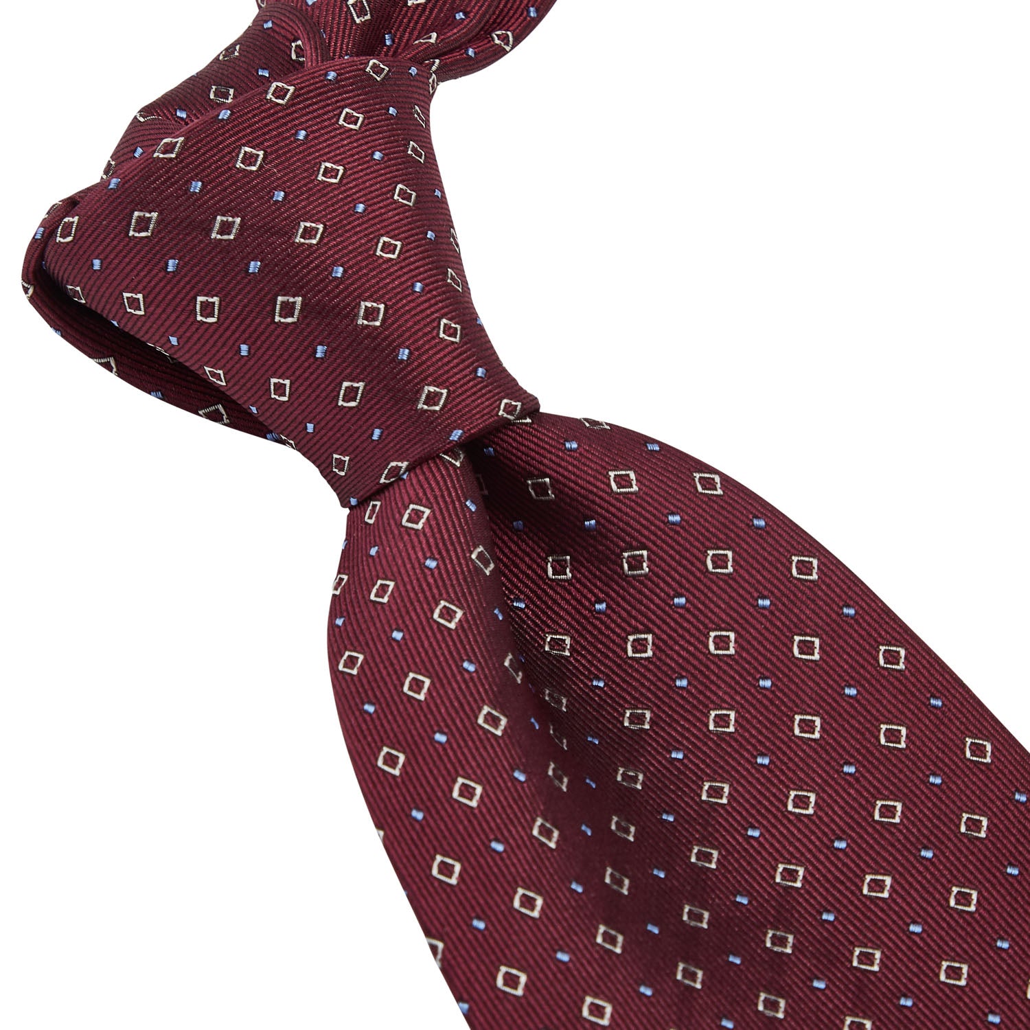 A Sovereign Grade Oxblood Alternating Square Dot Jacquard tie of the highest quality from KirbyAllison.com.