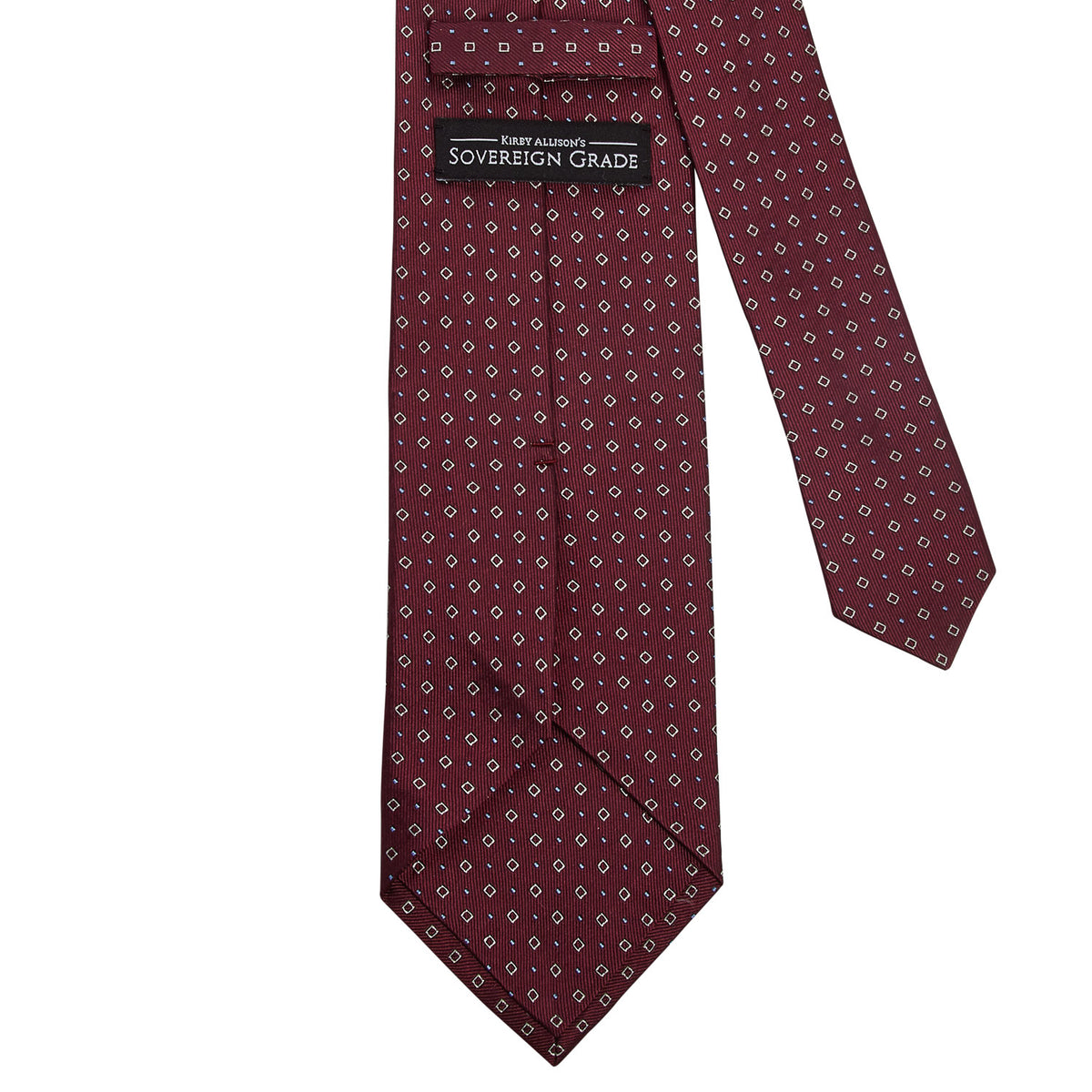 A handmade Sovereign Grade Oxblood Alternating Square Dot Jacquard Tie from KirbyAllison.com, of the highest quality.