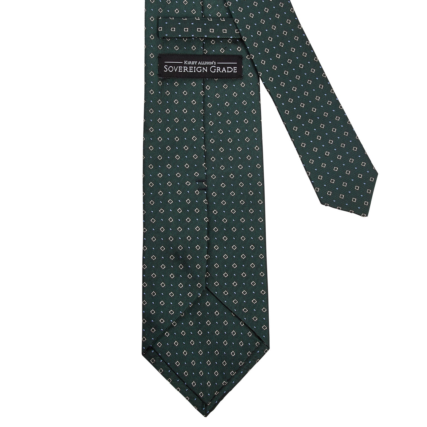 A Sovereign Grade Forest Green Alternating Square Dot Jacquard Tie from KirbyAllison.com on a white background.