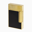 An S.T. Dupont Line 2 Gold Black Lacquer Lighter on a white background.