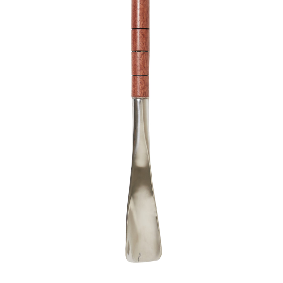 A Hanger Project Bubinga Full-Length Shoe Horn with a KirbyAllison.com wooden handle.