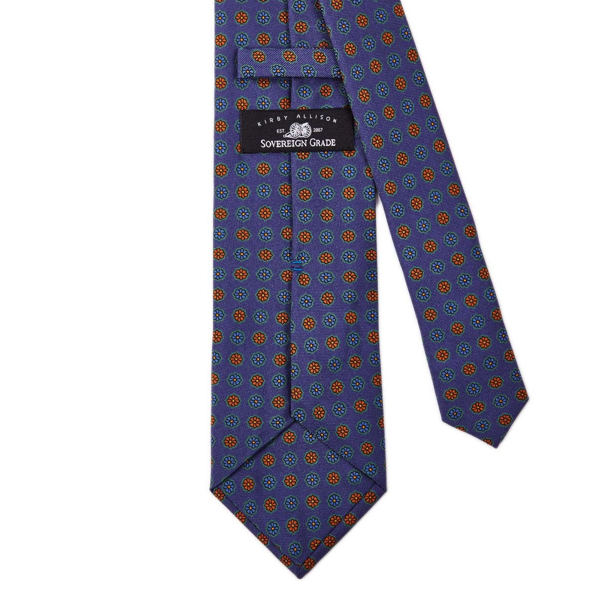 A handmade Sovereign Grade Blue Medallion Jacquard Silk Tie from KirbyAllison.com