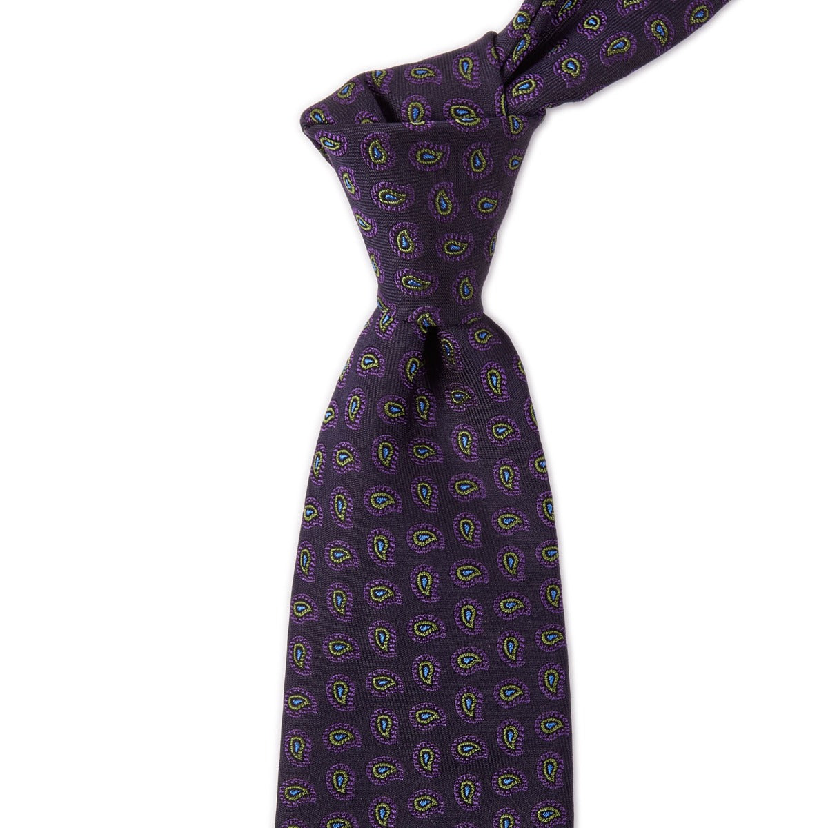 A Kirby Allison Sovereign Grade Navy Paisley Jacquard Silk Tie, 100% English silk available on KirbyAllison.com.