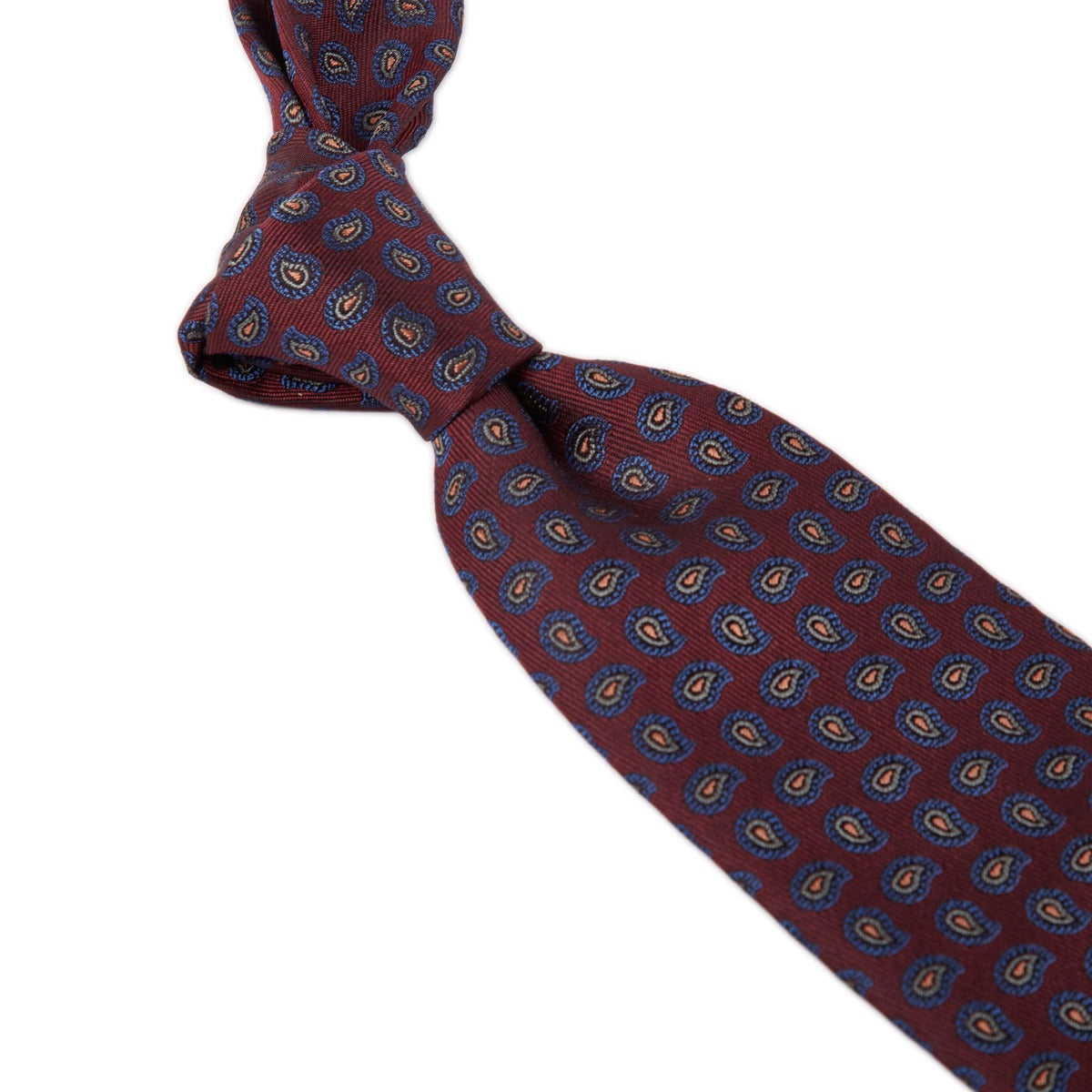 A KirbyAllison.com Sovereign Grade Burgundy Paisley Jacquard Silk Tie.