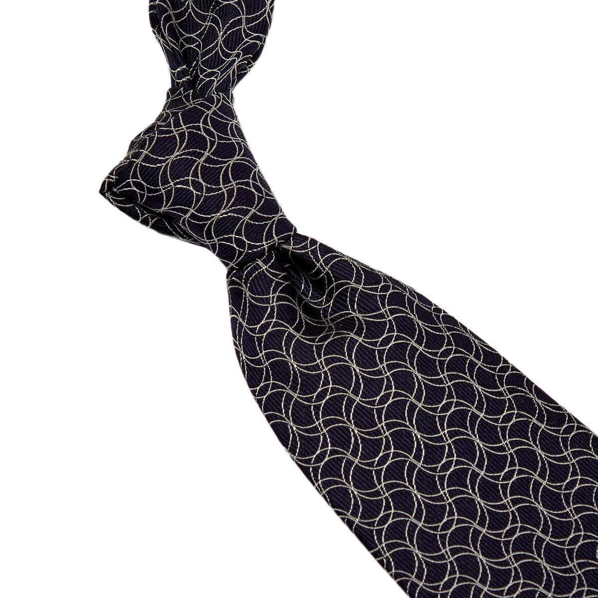 A Sovereign Grade Navy and White Swirl Jacquard Tie from KirbyAllison.com.