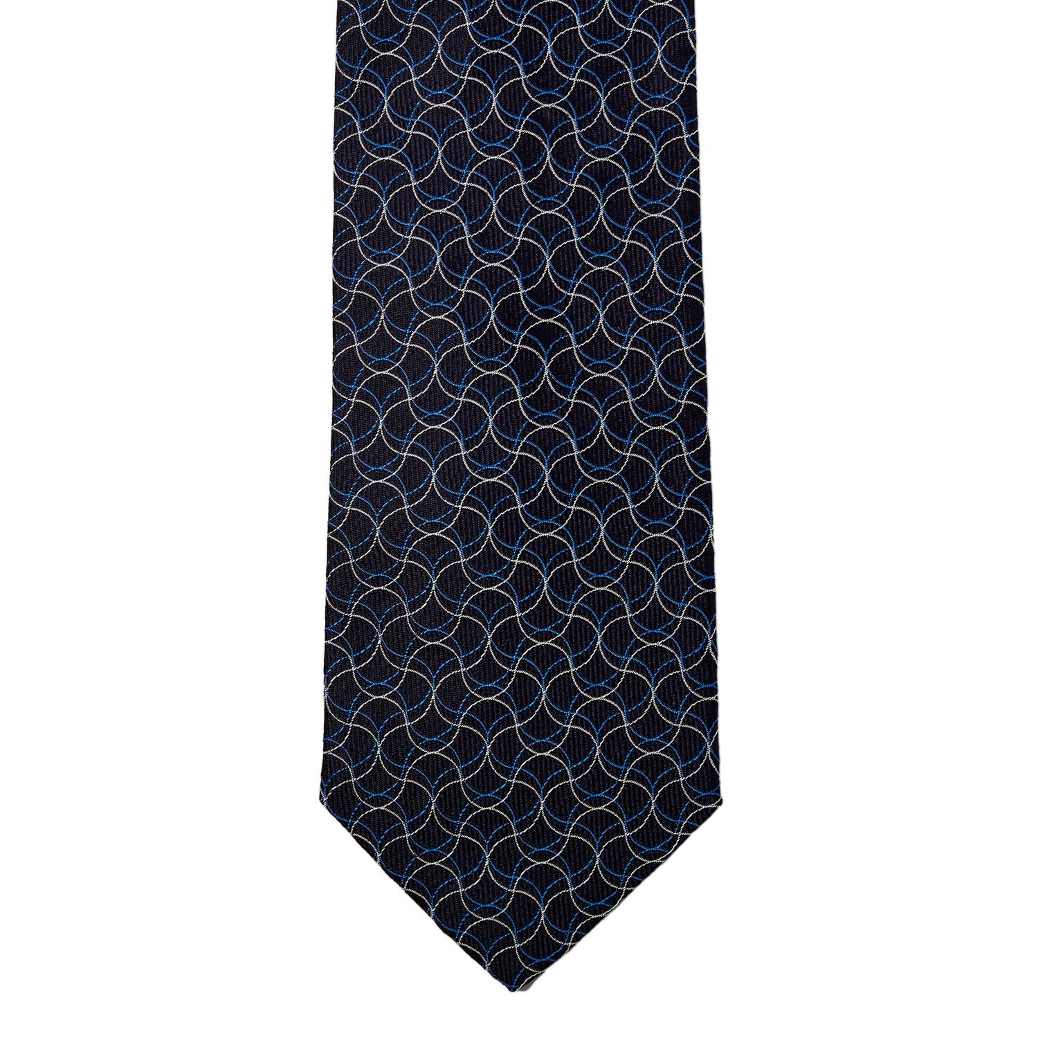 A Sovereign Grade Navy Swirl Jacquard Tie by KirbyAllison.com, designed in the United Kingdom.