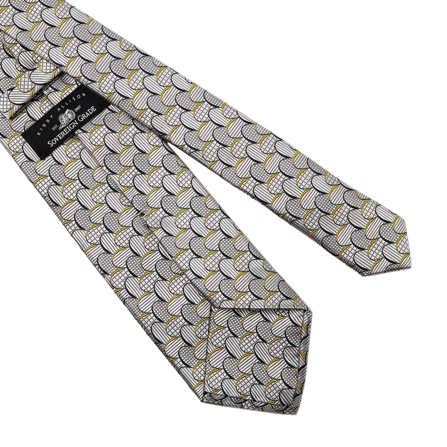 A handmade Sovereign Grade Sydney Jacquard Tie with circles, designed in the United Kingdom and crafted by KirbyAllison.com.