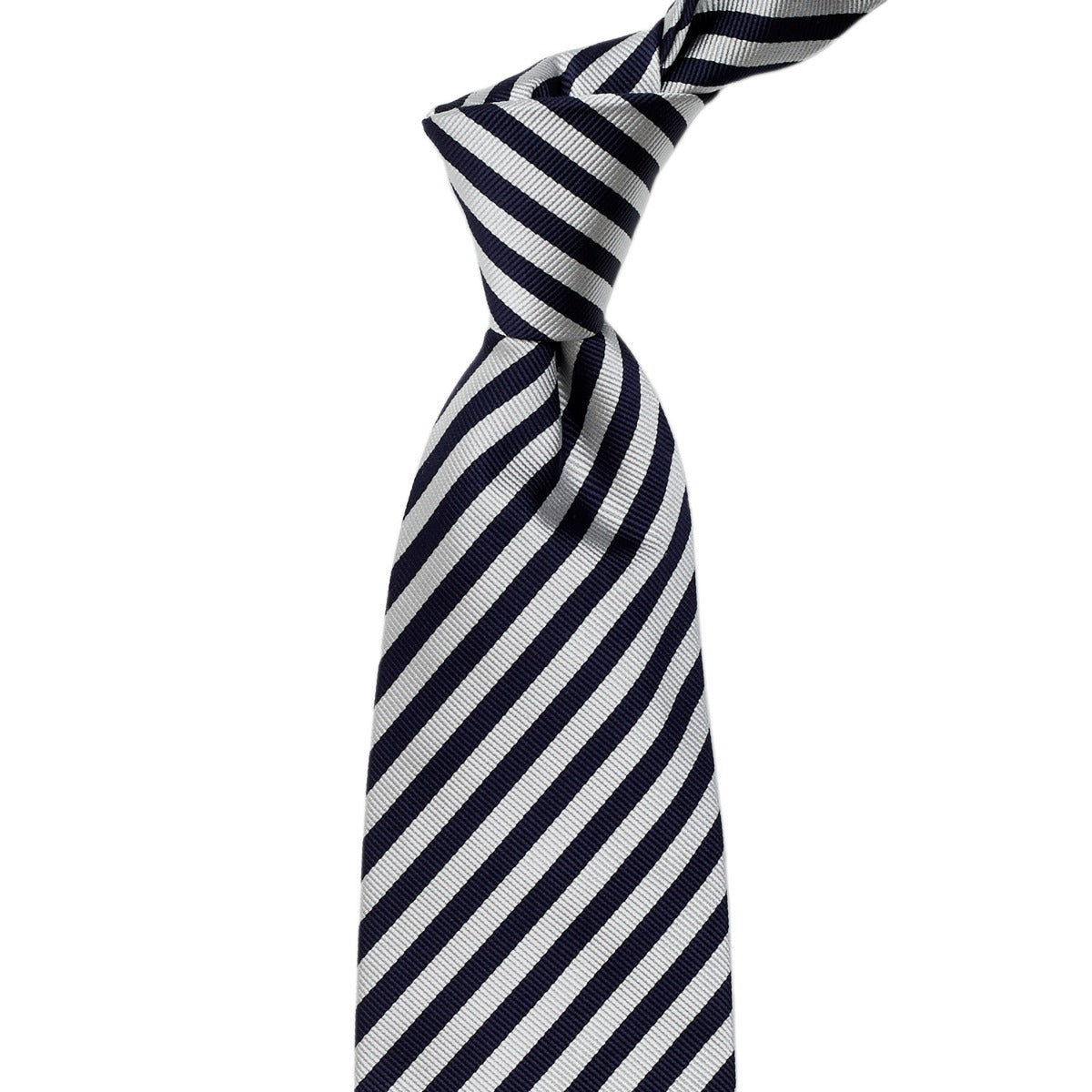 Sovereign Grade Navy and Silver London Stripe Silk Tie