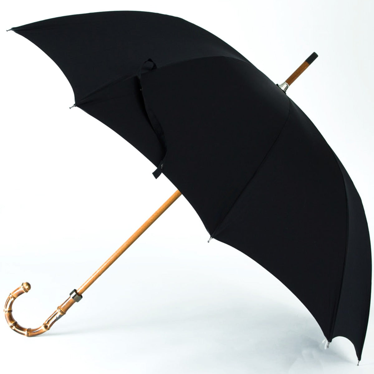 A Bamboo Handle Umbrella with Black Canopy and Italian design by KirbyAllison.com.