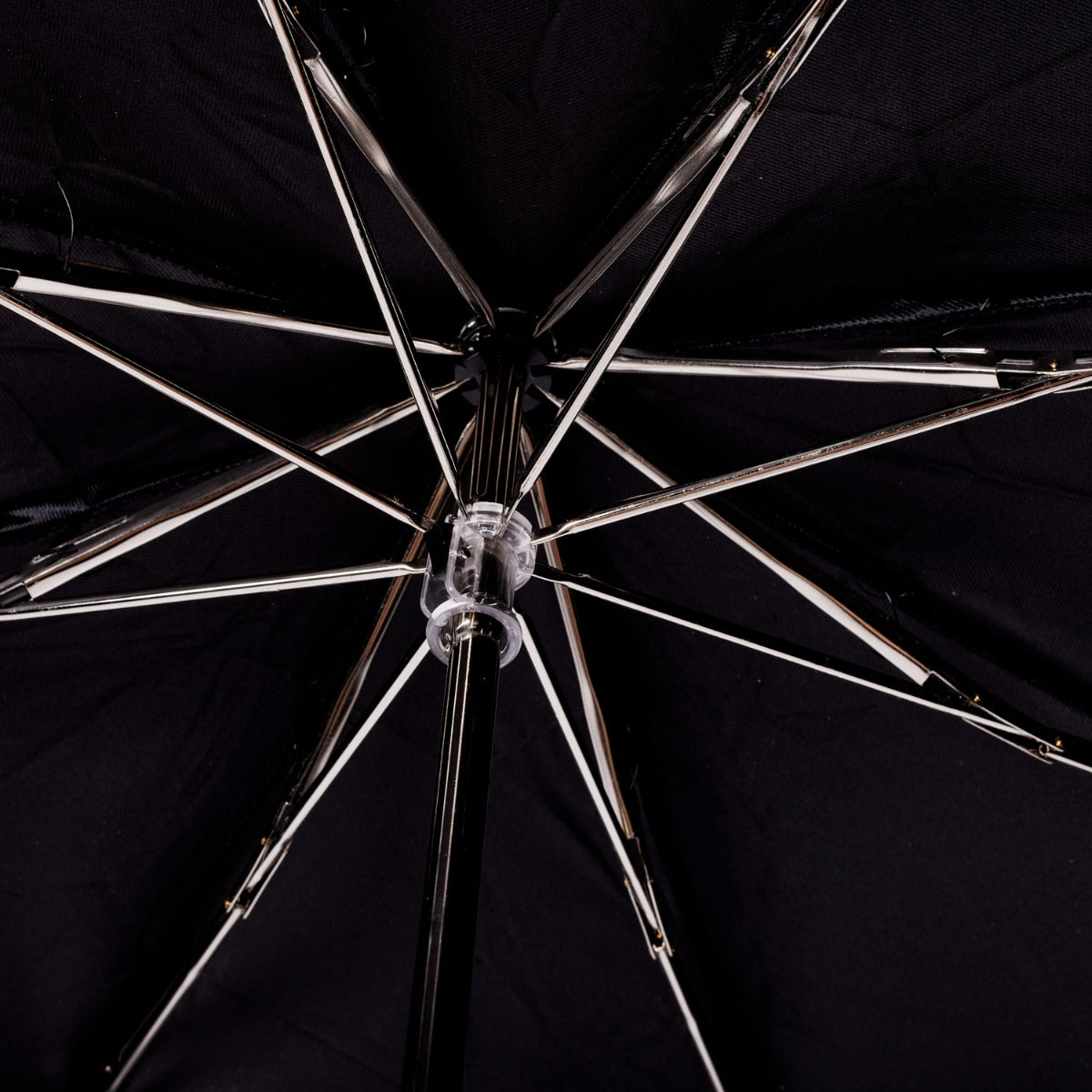 A close up of a handmade Black Alligator Travel Umbrella with Black Canopy by KirbyAllison.com.